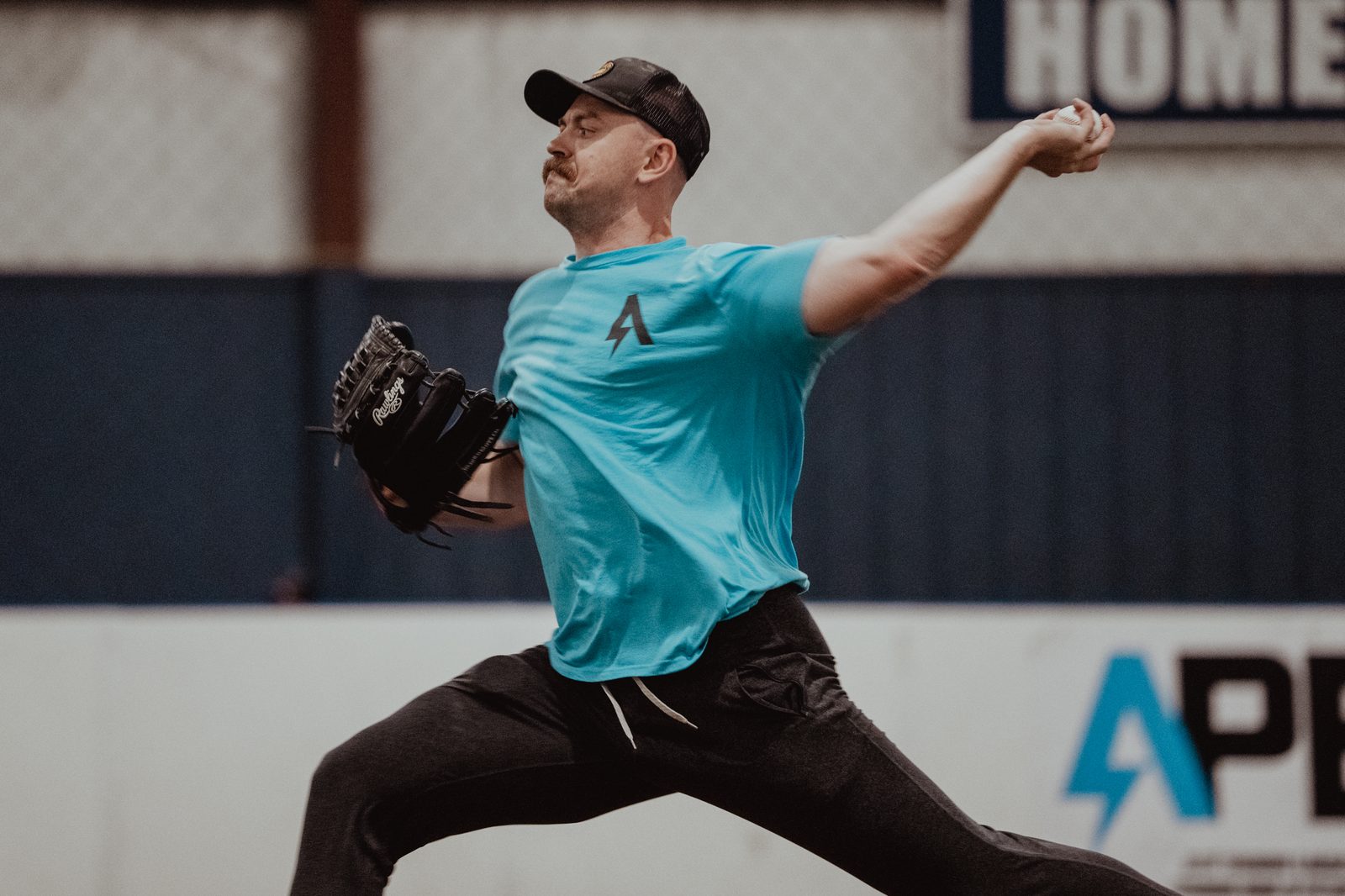 APEC pitcher at maximum external rotation during a bullpen